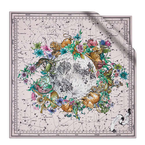 DIOR/迪奧新款 Zodiac系列 女士風(fēng)玫瑰真絲斜紋布方巾15ZOD090I607_C412