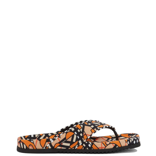 BURBERRY/博柏利 22年春夏新款 男士亮橘色聚酰胺老花印花涼拖鞋人字拖80566571