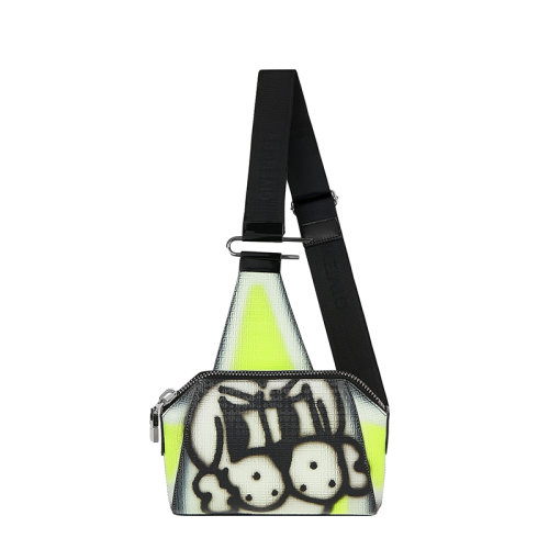 Givenchy/紀梵希 22春夏新款Chito聯(lián)名Antigona系列 男士小號熒光黃/黑色/白色牛皮革小狗印花胸包斜挎單肩包 BKU01TK1DA-734