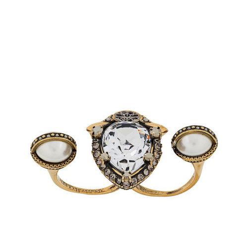 Alexander McQueen/亞歷山大麥昆  女士金色雙環(huán)開口時尚戒指/指環(huán)  610977J160T