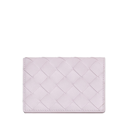Bottega Veneta/葆蝶家 22春夏新款 女士水洗幸福粉色Intrecciato編織皮革卡包名片夾667141VCPP35903