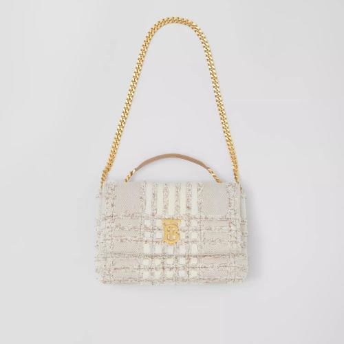  BURBERRY 22年秋冬 女士 Lola - 小號針刺棉格紋帆布學(xué)院風(fēng)蘿納包 80563651