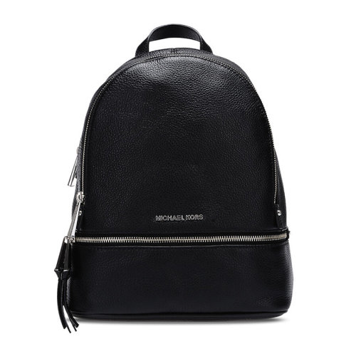 Michael Kors/邁克·科爾斯 RHEA ZIP系列女士黑色牛皮拉鏈?zhǔn)介_合手提包雙肩包背包女包 30S5SEZB1L-BLACK