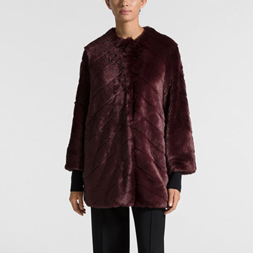 St.John/盛薔人造貂皮多爾曼對角紋路外套女士夾克H61XWB1