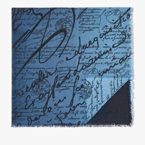  伯魯提BERLUTI 22年秋冬 男士 圍巾 轉(zhuǎn)色效果羊毛scritto圖紋圍巾 SJ128-WDAT_RTW-N80