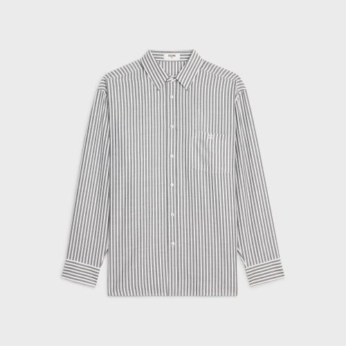  CELINE賽琳思琳 22年秋冬 女士 長(zhǎng)袖襯衫 條紋粘膠纖維超大襯衫 2C749113I.01OB