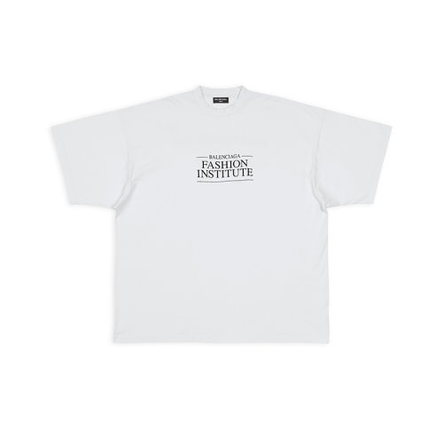 Balenciaga/巴黎世家 22年秋冬新款 女士淺灰色純棉時尚學(xué)院oversized短袖T恤694576TMVH60256