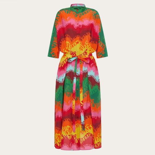  VALENTINO華倫天奴 22年秋冬 女士 連衣裙 ROBE CHEMISE EN POPELINE a IMPRIMé VALENTINO WA