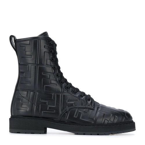 FENDI/芬迪  女士 21春夏 黑色皮革浮雕雙F靴子 女士短靴