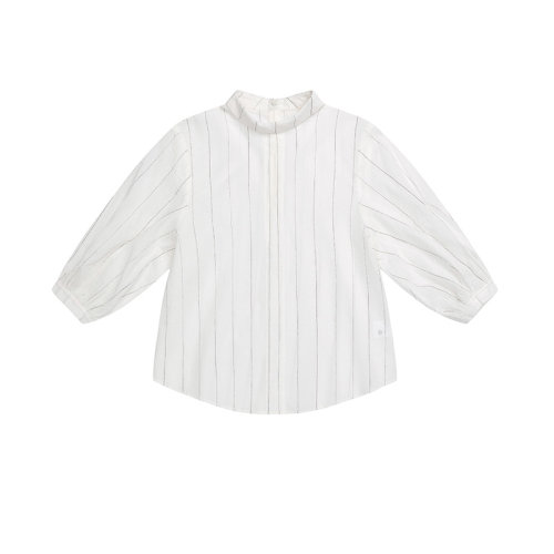 SHOKAY/繡嘉 女士短袖襯衫 全棉小圓領(lǐng)條紋七分袖襯衣