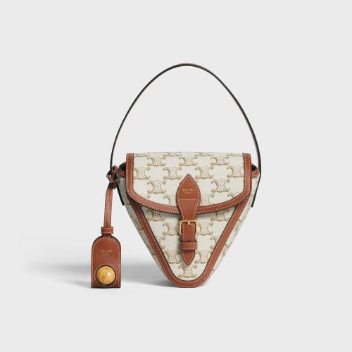  CELINE賽琳思琳 22年秋冬 女士 手拿包 JEU DE PéTANQUE EN TOILE TRIOMPHE ET VEAU 4M0722DL