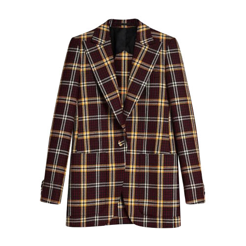 BURBERRY/博柏利 burberry服裝 巴寶莉 羊毛 紫紅色 格紋 女士西服  單件西裝 女裝