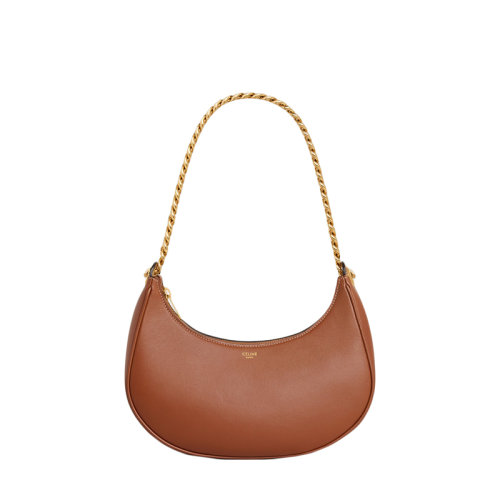 CELINE/賽琳 22春夏新款A(yù)VA系列 女士中號(hào)黃褐色牛皮革金鏈單肩腋下包199583DGQ.04LU