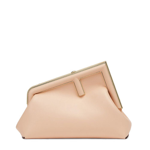 FENDI/芬迪 20  FENDI FIRST系列 女士小號粉色小羊皮斜向F形搭扣單肩斜挎手拿包8BP129ABVEF1BA9