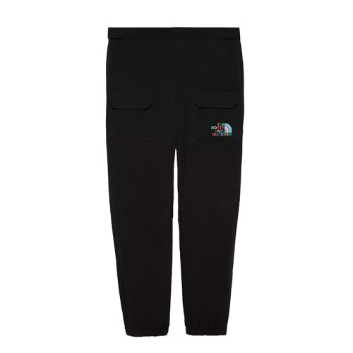 GUCCI/古馳 22秋冬款 The North Face聯(lián)名系列 男士黑色聚酰胺飾有彩色刺繡LOGO圖案魔術(shù)貼開合口袋后袋飾有泰迪熊貼片紐扣開合長褲?671468ZAIAO1000