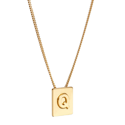 CELINE/賽琳 經(jīng)典款A(yù)LPHABET系列 男女同款金色飾面黃銅字母Q墜飾項(xiàng)鏈46N0Q6BRA.35OR