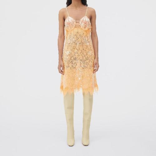  BV葆蝶家 22年秋冬 女士 連衣裙 robe en dentelle de lin florale avec sequins 716599V2F707