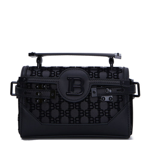 Balmain/巴爾曼 黑色 女士BBUZZ 植絨老花BAGUETTE法棍手提包 UN1S515LMKM  秋冬