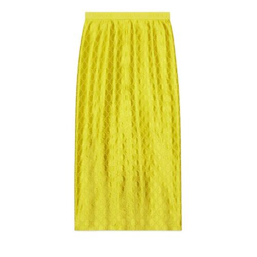  GUCCI古馳 22年秋冬 女士 GG刺繡真絲半身裙 681156 ZAIDC 7278