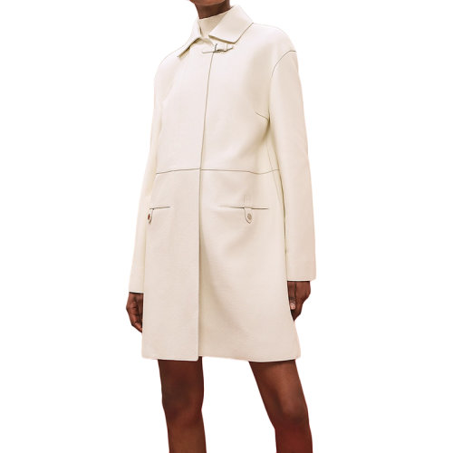 HERMES/愛馬仕 22年秋冬新款 女士白色柔軟鹿皮大衣外套皮衣H2H1117D09134