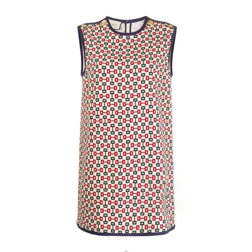 GUCCI 古馳 女士 服裝  拼色圓領(lǐng)無(wú)袖連衣裙 女士連衣裙
