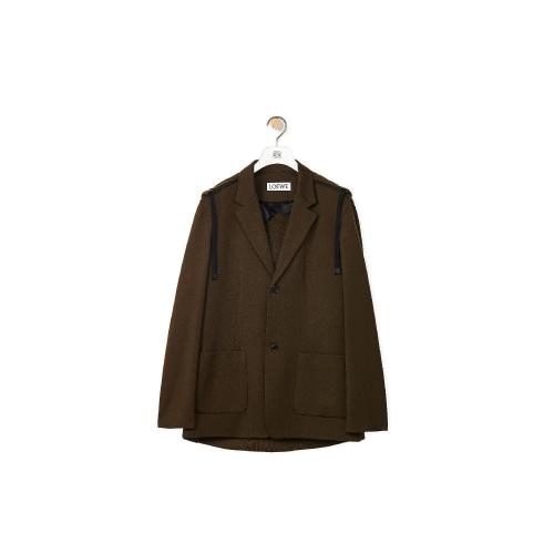  LOEWE羅意威 22年秋冬 男士 夾克 Hybrid hooded jacket in wool H526Y03W44-4153