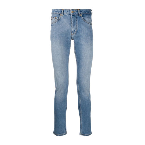 VERSACE JEANS/范思哲牛仔 男士淺藍色棉質(zhì)混紡莫代爾經(jīng)典字母徽標刺繡裝飾休閑褲牛仔褲長褲男褲 A2GZA0O4-60564-904