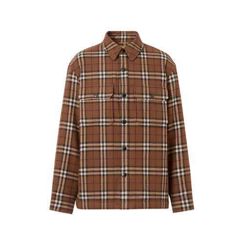 BURBERRY/博柏利 【22秋冬新款】 男款綿羊毛襯衫式棉服外套樺木棕Vintage格紋 80573721