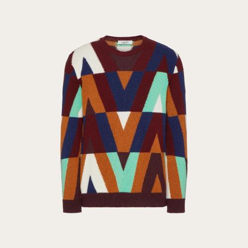  VALENTINO華倫天奴 22年秋冬 男士 針織衫 PULL RAS-DU-COU OPTICAL VALENTINO XV3KC19D854CR0