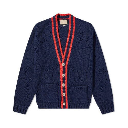 GUCCI/古馳 男士海軍藍(lán)色棉質(zhì)系扣外套開衫 692156-XKCBA-4668