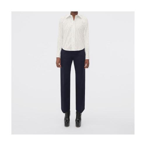  BV葆蝶家 22年秋冬 女士 長袖襯衫 chemise en popeline de coton a fines rayures 716905V2FE