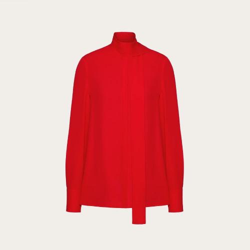  VALENTINO華倫天奴 22年秋冬 女士 長袖襯衫 CHEMISIER EN GEORGETTE 1B3AB3Y31MH157