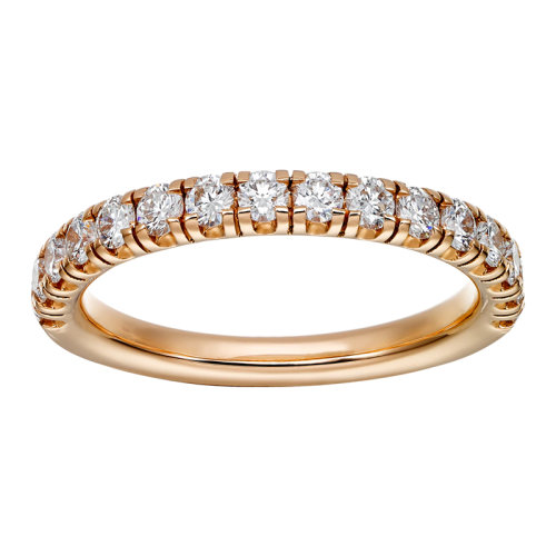 CARTIER/卡地亞 ALLIANCE ETINCELLE系列 18K金玫瑰金鑲嵌16顆明亮式切割鉆石 結(jié)婚求婚訂婚戒指B4216400