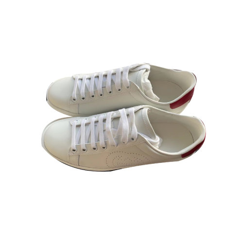 Gucci古馳  女士 鏤空logo紅尾小白鞋