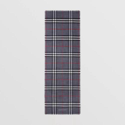  BURBERRY 22年秋冬 女士 格紋絲毛混紡輕盈圍巾 80609571