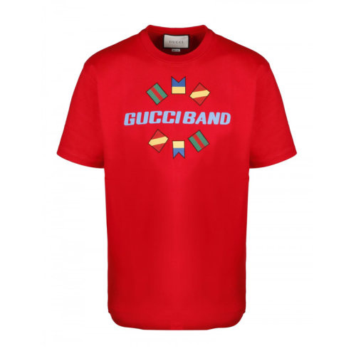 GUCCI/古馳 男士紅色棉質(zhì)字母標(biāo)識(shí)短袖T恤 565806-XJB2X-6229