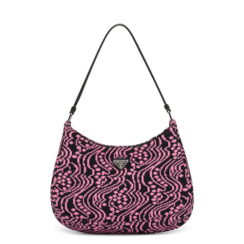 PRADA/普拉達(dá) Cleo系列 彩色幾何圖案織物拼接皮革手柄手提單肩腋下包1BC499_2DX1_F02JR_V_OOO