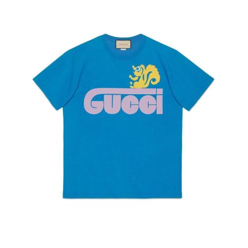  GUCCI古馳 22年秋冬 男士 復(fù)古Gucci鼬印花T恤 548334 XJEUJ 4199