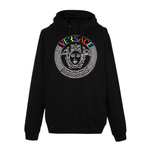 VERSACE/范思哲 男士黑色棉質(zhì)經(jīng)典字母徽標(biāo)美杜莎頭像印花裝飾長(zhǎng)袖上衣衛(wèi)衣連帽衫運(yùn)動(dòng)衫套頭衫 A83506-A227994-A008