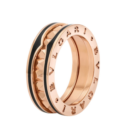 BVLGARI/寶格麗 B.ZERO1系列 18k金玫瑰金黑色陶瓷單排戒指358228