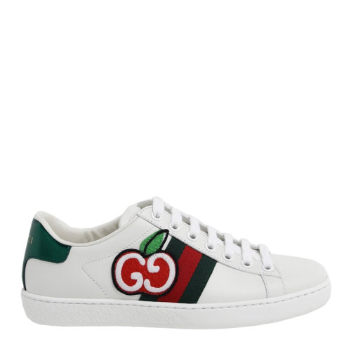GUCCI/古馳 女士白色皮革蘋果刺繡圖案撞色后跟時(shí)尚舒適小白鞋運(yùn)動(dòng)鞋休閑鞋女鞋 611377-DOPE0-9064