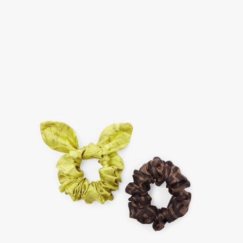  FENDI芬迪 22年秋冬 女士 發(fā)帶 拼色有機(jī)桑蠶絲松緊發(fā)帶雙件套 FXT268ANB5F0L89