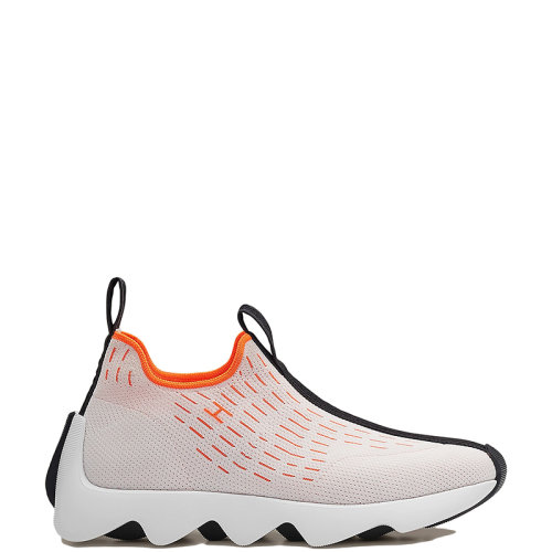 HERMES/愛馬仕 22年春夏新款 Eclair系列 女士白色/橙色網(wǎng)眼面料套穿式運動鞋H221170Z91370