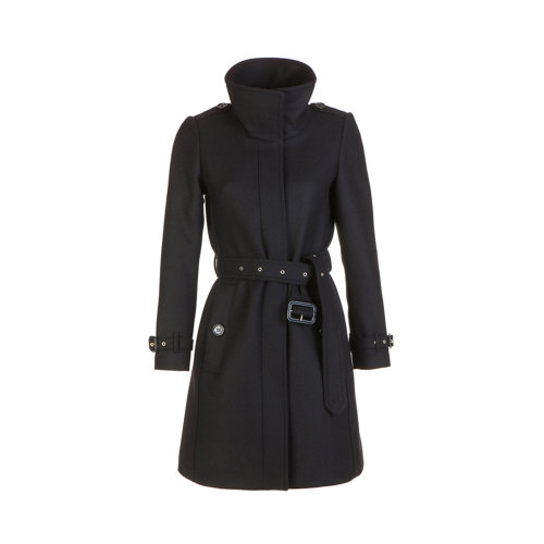 BURBERRY/博柏利 女士黑色羊毛中長(zhǎng)款風(fēng)衣大衣 4017130