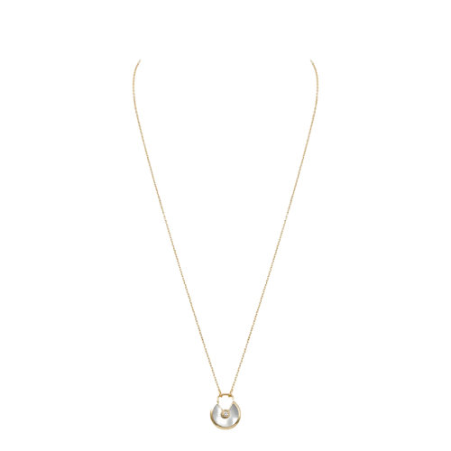 CARTIER/卡地亞  AMULETTE DE CARTIER PM號(hào)18k金黃金鉆石白色珍珠母貝護(hù)身符項(xiàng)鏈B7224559