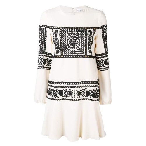 Valentino/華倫天奴  女士春夏女性長袖印花連衣裙 QR0VA10K43S 0AN ZGF012467